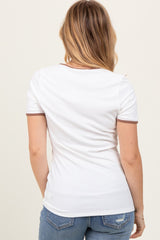 Ivory Solid Ribbed Short Sleeve Basic Top