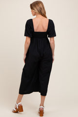 Black Sweetheart Cropped Wide Leg Maternity Jumpsuit