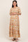 Peach Floral Smocked Ruffle Tier Maternity Maxi Dress