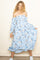 Light Blue Floral Off Shoulder Long Sleeve Maxi Dress
