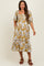 Olive Floral Pleated Bodice Maternity Midi Dress