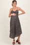 Black Floral Cinched Front Tie Maternity Midi Dress