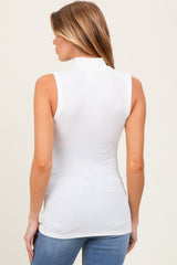 Ivory Striped Ribbed Mock Neck Sleeveless Maternity Top