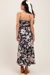 Black Floral Keyhole Detail Maternity Maxi Dress