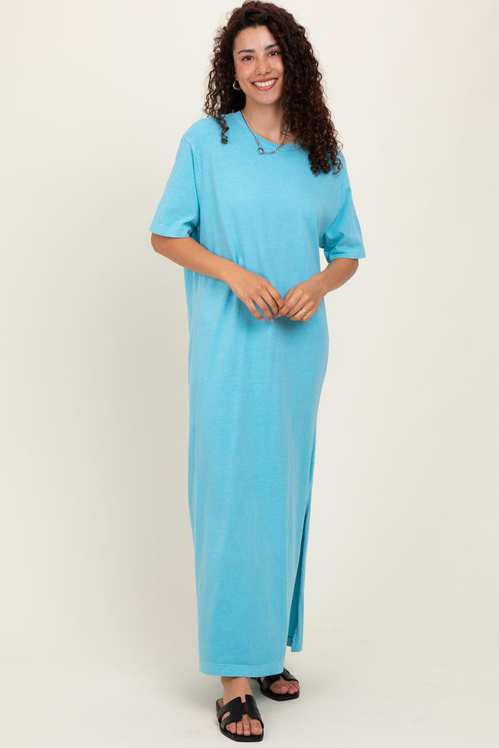 Aqua Short Sleeve Knit T-Shirt Maternity Maxi Dress