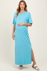 Aqua Short Sleeve Knit T-Shirt Maternity Maxi Dress