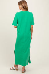 Green Short Sleeve Knit T-Shirt Maternity Maxi Dress