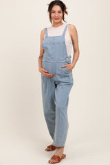 Light Blue Washed Maternity Denim Overalls