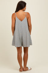 Light Blue Flowy Jacquard Ditsy Maternity Romper
