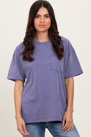 Lavender Short Sleeve Front Pocket Tunic Top