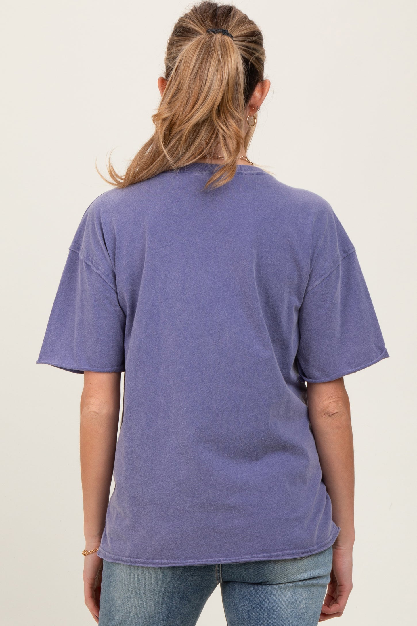 Lavender Short Sleeve Front Pocket Tunic Maternity Top