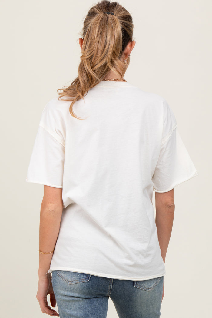 Ivory Short Sleeve Front Pocket Tunic Maternity Top