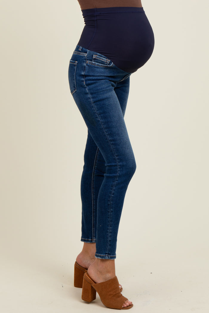 Navy Vintage Wash Maternity Skinny Jeans