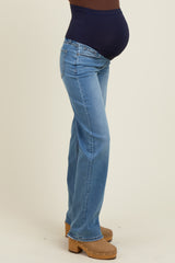 Blue Vintage Wash Straight Leg Maternity Jeans