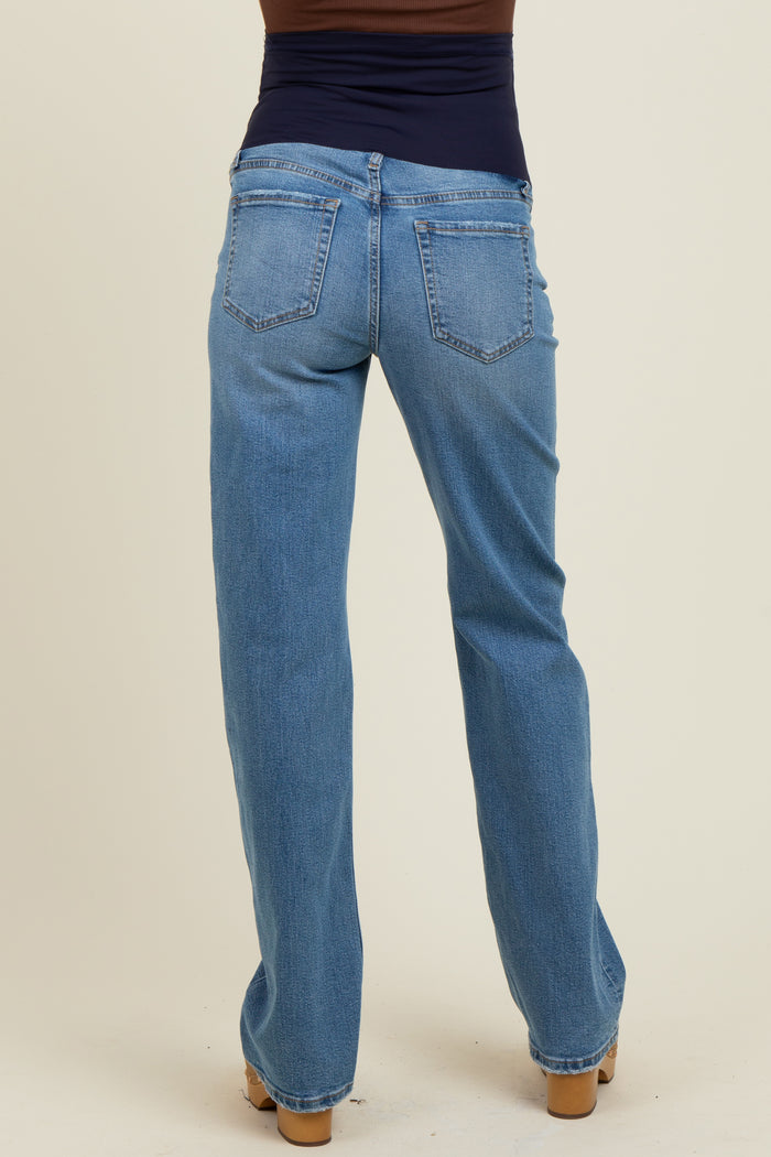 Blue Vintage Wash Straight Leg Maternity Jeans