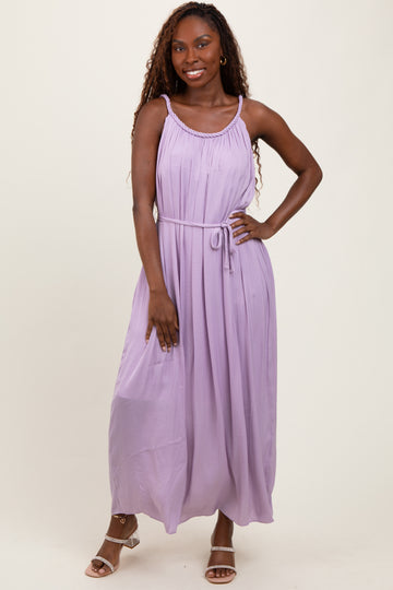 Lavender Braided Neckline Maxi Dress