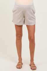 Taupe Hidden Drawstring Maternity Shorts