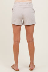 Taupe Hidden Drawstring Maternity Shorts