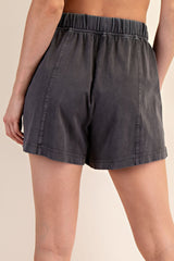 Black Hidden Drawstring Shorts
