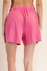 Fuchsia Hidden Drawstring Shorts