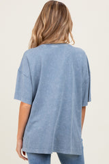 Blue Washed Oversized Boxy Maternity Tee