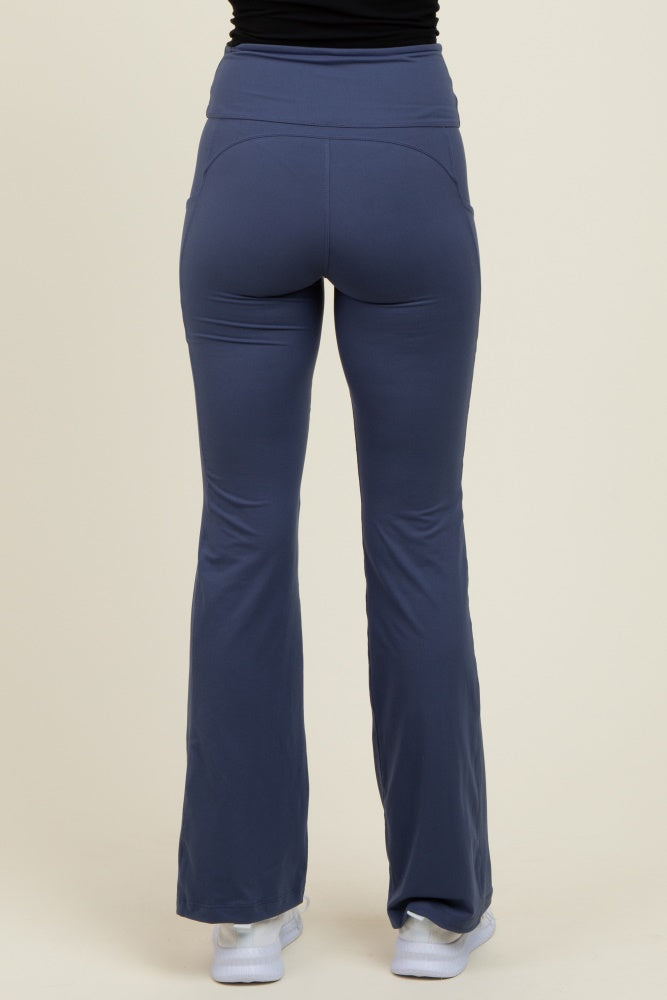 Navy Active Pocket Flared Leggings