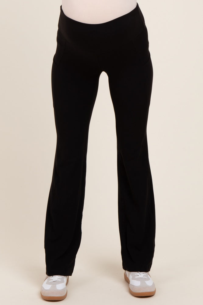 Black Active Pocket Flared Maternity Leggings