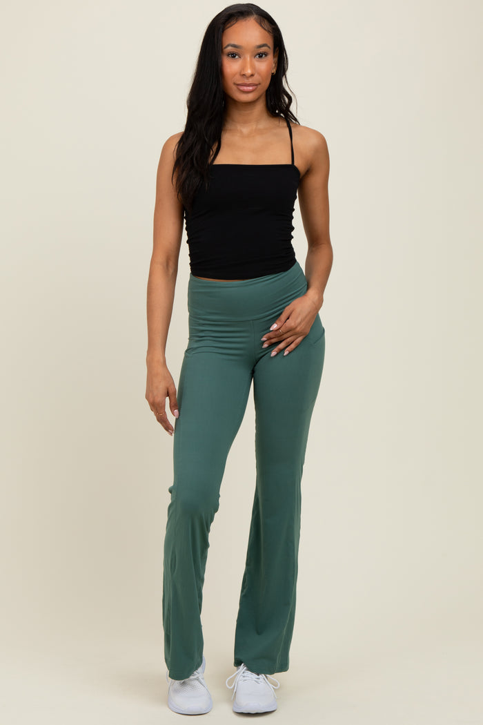 Forest Green Active Pocket Flared Leggings