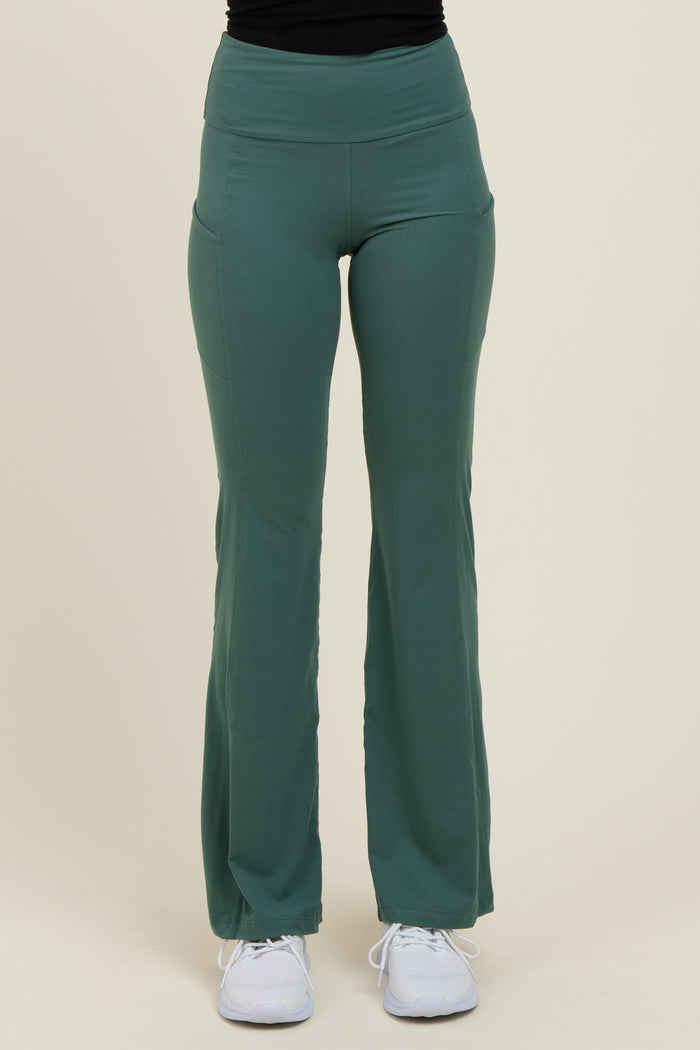 Forest Green Active Pocket Flared Leggings