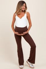 Mocha Active Pocket Flared Maternity Leggings