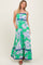 Mint Green Floral Wavy Trim Maxi Dress