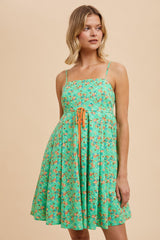 Green Floral Sleeveless Maternity Mini Dress