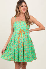 Green Floral Sleeveless Maternity Mini Dress