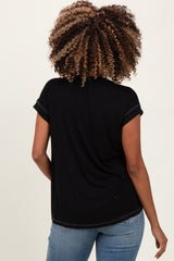 Black Double Layer Short Sleeve Maternity Nursing Top