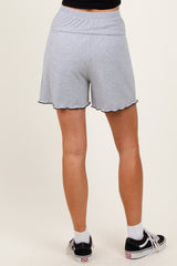 Heather Gray Ribbed Maternity High Waisted Lounge Shorts