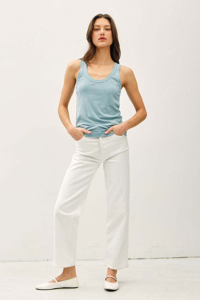 Light Blue Sleeveless Ribbed Top