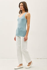 Light Blue Sleeveless Ribbed Top