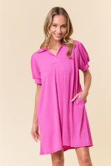 Fuchsia Textured Polo Dress
