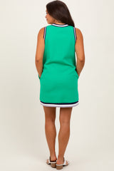 Green Sleeveless Border Detail V-Neck Maternity Mini Dress