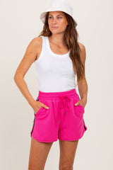 Fuchsia Drawstring Stripe Detail Shorts