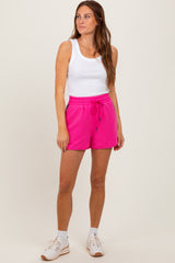 Fuchsia Drawstring Stripe Detail Shorts