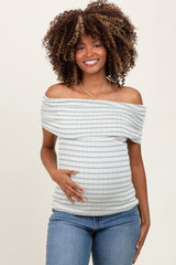 Sage Off The Shoulder Striped Maternity Top