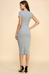 Gray Asymmetrical Ruched T-Shirt Dress