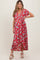 Red Floral Sash Tie Maternity Wrap Hi-Low Dress