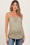 Light Olive Crochet Lace Button Detail Maternity Tank
