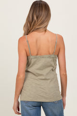 Light Olive Crochet Lace Button Detail Maternity Tank