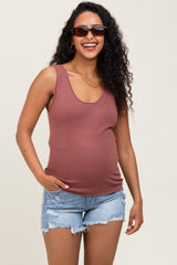 Light Blue Distressed Fringe Hem Maternity Jean Shorts