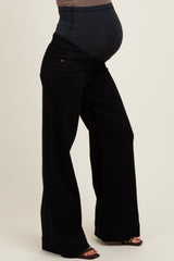Black Super Wide Leg Maternity Jeans