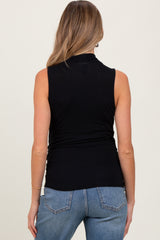 Black Draped Crossover Maternity Sleeveless Top