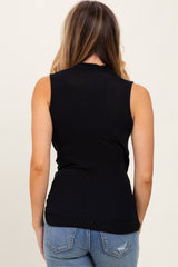 Black Draped Crossover Sleeveless Top